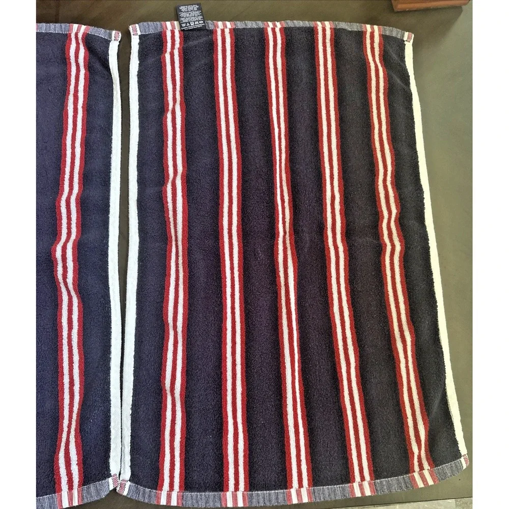 Tommy Hilfiger Stripe, Red, White Navy Hand Towel Cotton 16